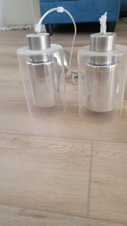 Brushed Nickel Pendant Lights (2pcs)