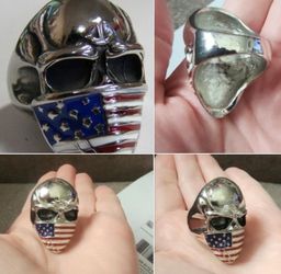 New STAINLESS STEEL Masked SKULL Biker Ring Size 11 12 Or 13 SHIPPING is AVAILABLE