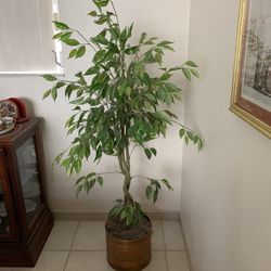 HIBISCUS ARTIFICIAL SILK PLANT WITH COPPER POT 55” TALL