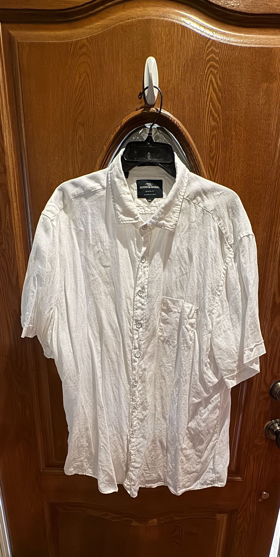 White Linen Short Sleeve Button Up Shirt
