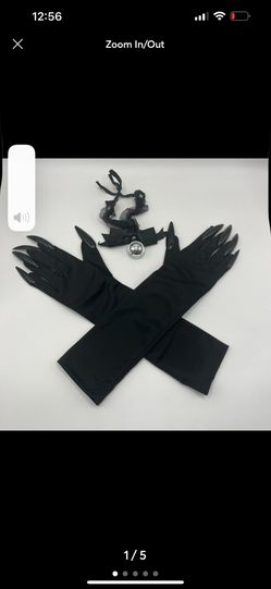 Black Claw Gloves Bell Choker - Gothic Halloween Accessory