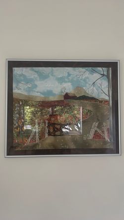 Framed Rural Landscape Painting