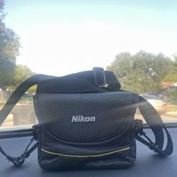 Nikon Camera Bag With Zipper Strap Black  White Yellow