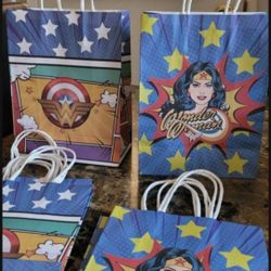 wonder woman superhero birthday party favor bags