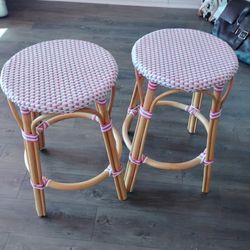 Birch Lane Pink and White Counter Stools (2) - Serena and Lily Dupe