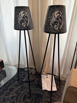 Yard Porch Lantern Decoration Floor Flamingo Lamps, Outdoor Solar Floor Lamp Lights with Metal Plant Stand