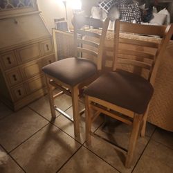 2 Wooden Bar Stool Chairs
