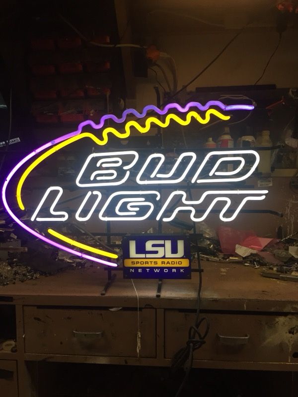 Beer neon sign with lsu color