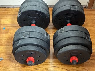 Two 45 pound adjustable dumbbell set