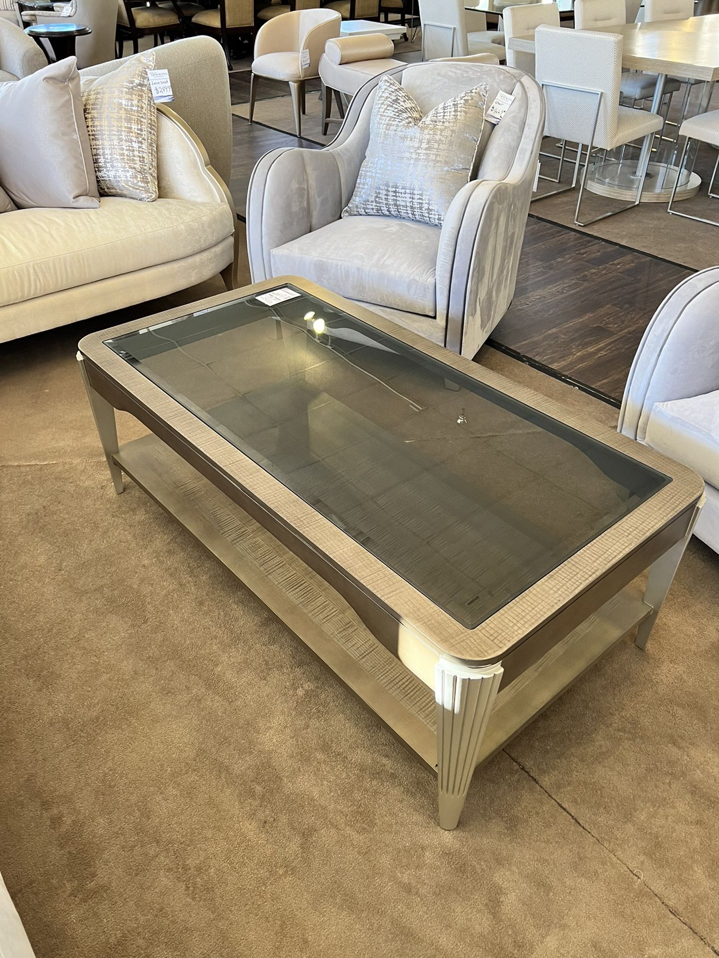 AICO Michael Amini Glass Top Coffee Table