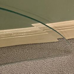 SMALL (30"W x 11"H x 1/8"Thick), 1/2 CIRCLE, BEVELED EDGE, CLEAR GLASS SHELF or TABLETOP - price as posted is firm.