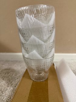 Set of 4 Embossed Clear Glass Dessert Bowls