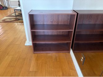 DARK BROWN BOOK SHELF SHELVES. LIKE NEW. 12 INCHES DEEP,  32 INCHES TALL, 30 INCHES WIDE