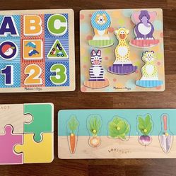 Lovevery Melissa & Doug Montessori Wooden Chunky Baby Toddler Puzzle Toy Lot  Comes with 4 puzzles  In good condition   Price is firm 
