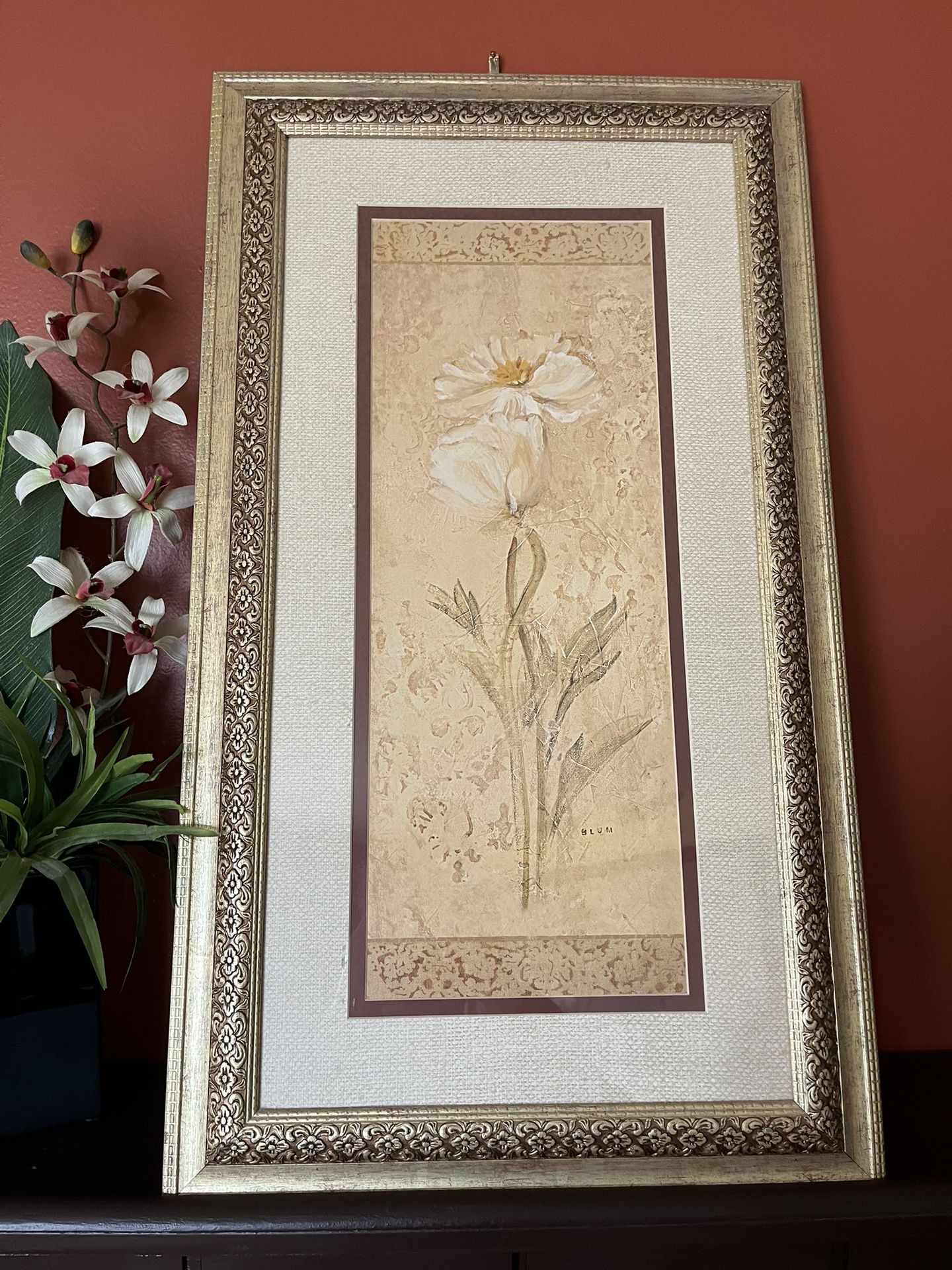 ✨Classic Floral Framed Picture (16”  x 28”)❤️
