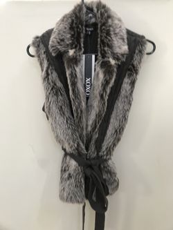 Xoxo new with tags fur, furry, tie, vest Sz women’s medium