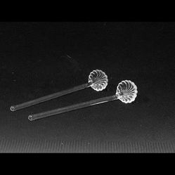 Vintage Princess House Set of 2 Crystal Heritage Shell Salt & Condiment Spoon 5” . Excellent condition.