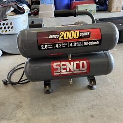 Dual Twin Tank Senco Compressor PC2001 Series 2.0 Horsepower 4.3 Gallon cfm 100 PSI Great Condition All Around