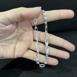 925 Sterling Silver Women Men Anchor Forz Paper Clip Oval Link Chain Bracelet 7