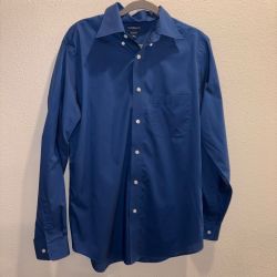 Croft & Barrow Blue Broadcloth Dress Shirt - Mens 15.5 / 34-35