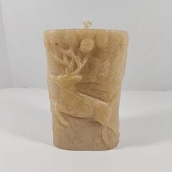 QUEEN BEE GARDENS WILDERNESS Oval BEESWAX CANDLE DEER AND BEAR SCENES