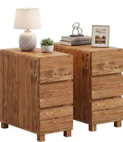 YT0068 new assembled Set of 2 Solid Wood 3 Drawers Nightstands
Narrow Night stands Bedside Table for Bedroom Room, Farmhouse Three Drawers End Table