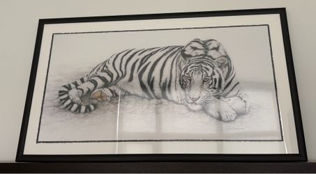 Framed White Tiger Portrait