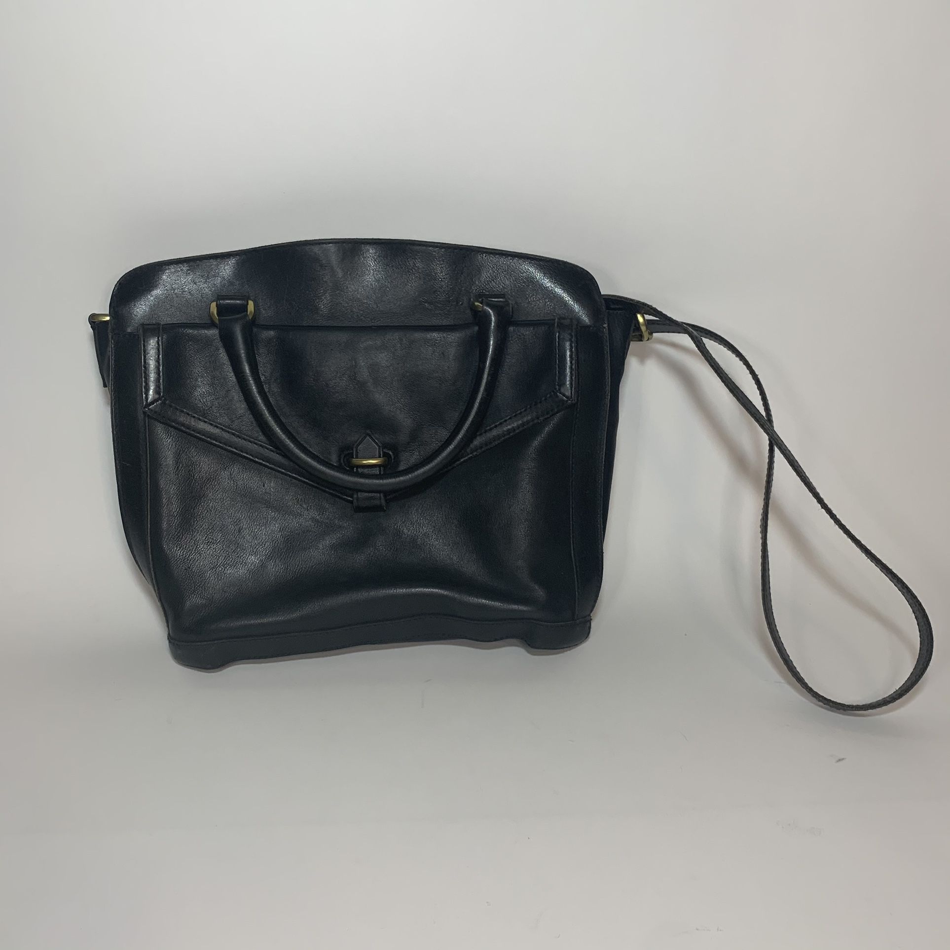 Madewell The Sloane Satchel Leather Messenger Shoulder Bag Purse Black