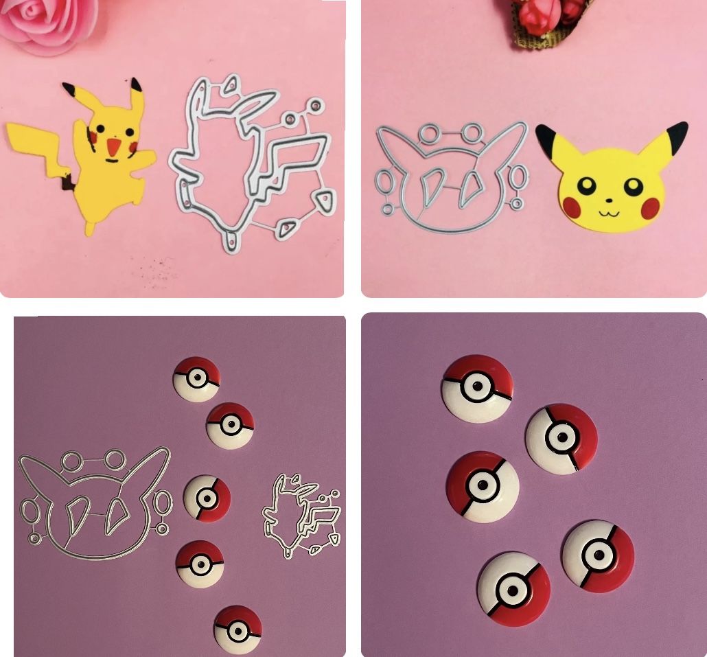 Pikachu 2 Die Cuts & 5pc Poke Ball Set