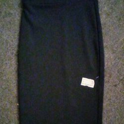 Black High Street Knee Length Skirt With Slit In The Front Brand New With Tags