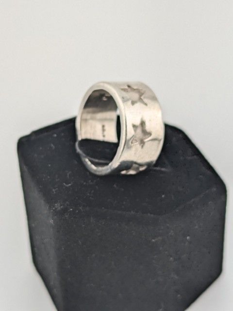 Size 6 Sterling Silver 925 Starlight Wide Band Ring