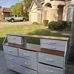 White dresser w/ fabric drawers 