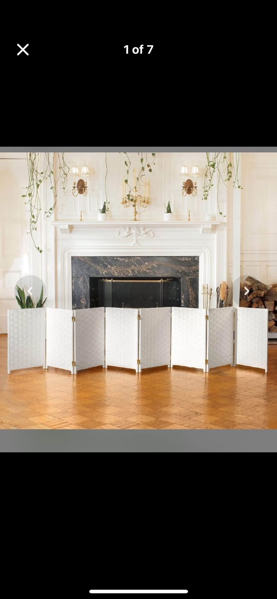 Red Lantern 2 Ft. Short Woven Fiber Folding Screen - 8 Panel - White 8 Panel White
