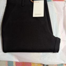 Quince Ultra Stretch Ponte Straight Leg Pants Black S Petite 26 NWT