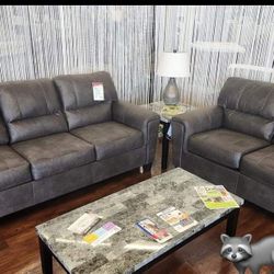 Navi Smoke Living Room Set Sofa and Loveseat Finance and Delivery Available 