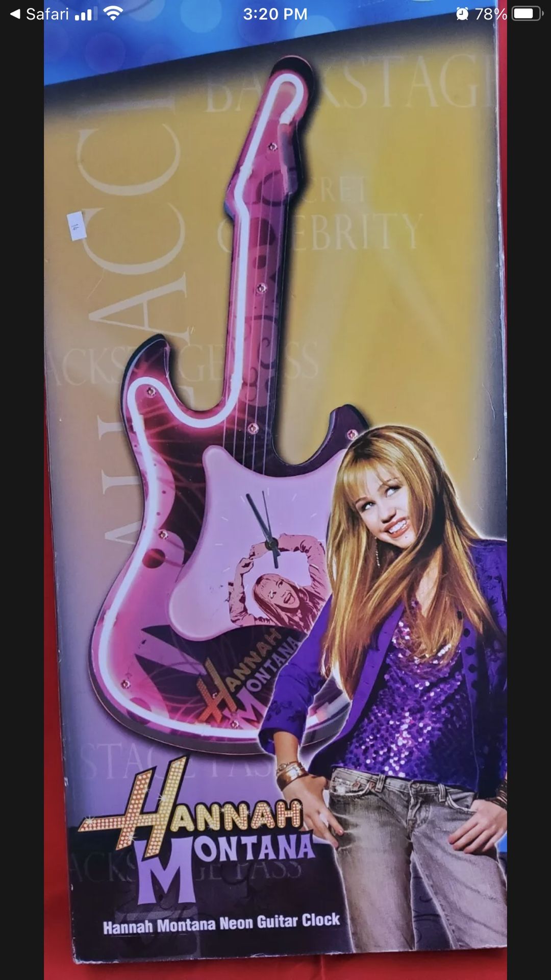 Hannah Montana Neon Light Guitar Clock