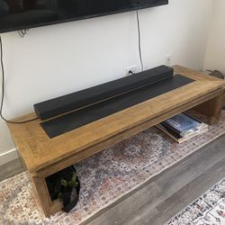 Solid Wood Coffee Table W/ Stone Inset