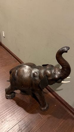 Vintage Leather Elephant Sculpture