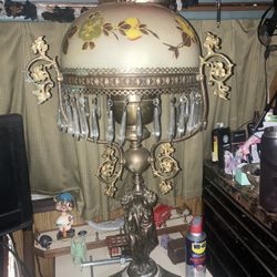 Victorian Parlor Oil/Lamp with Cherub