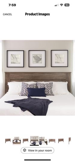 Grey ash wood headboard king California king