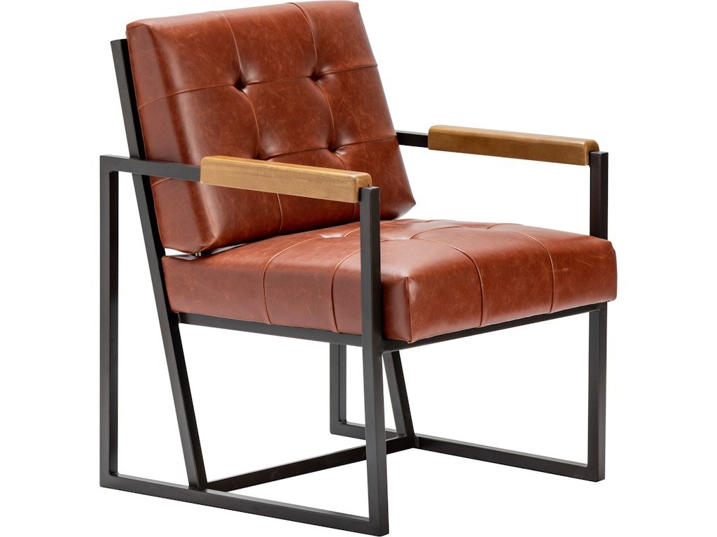 Modern Auburn Accent Chair – Faux Leather / Metal Frame