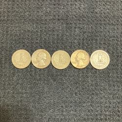 5,   90%  Silver Quarters