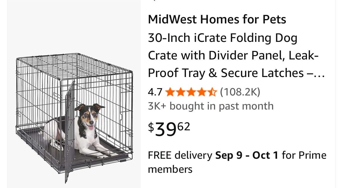 30 Inch Dog Crate With Cover