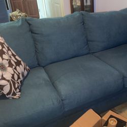 Large Comfortable Blue Couch