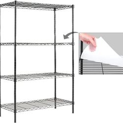 4-Shelf Shelving Unit with Shelf Liners Set of 4, Adjustable, Metal Wire Shelves, 150lbs Loading Capacity Per Shelf, Shelving Units and Storage for Ki