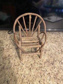 Vintage Rustic Bentwood Twig Miniature Armchair - 8" Tall Decorative Adirondack Style 