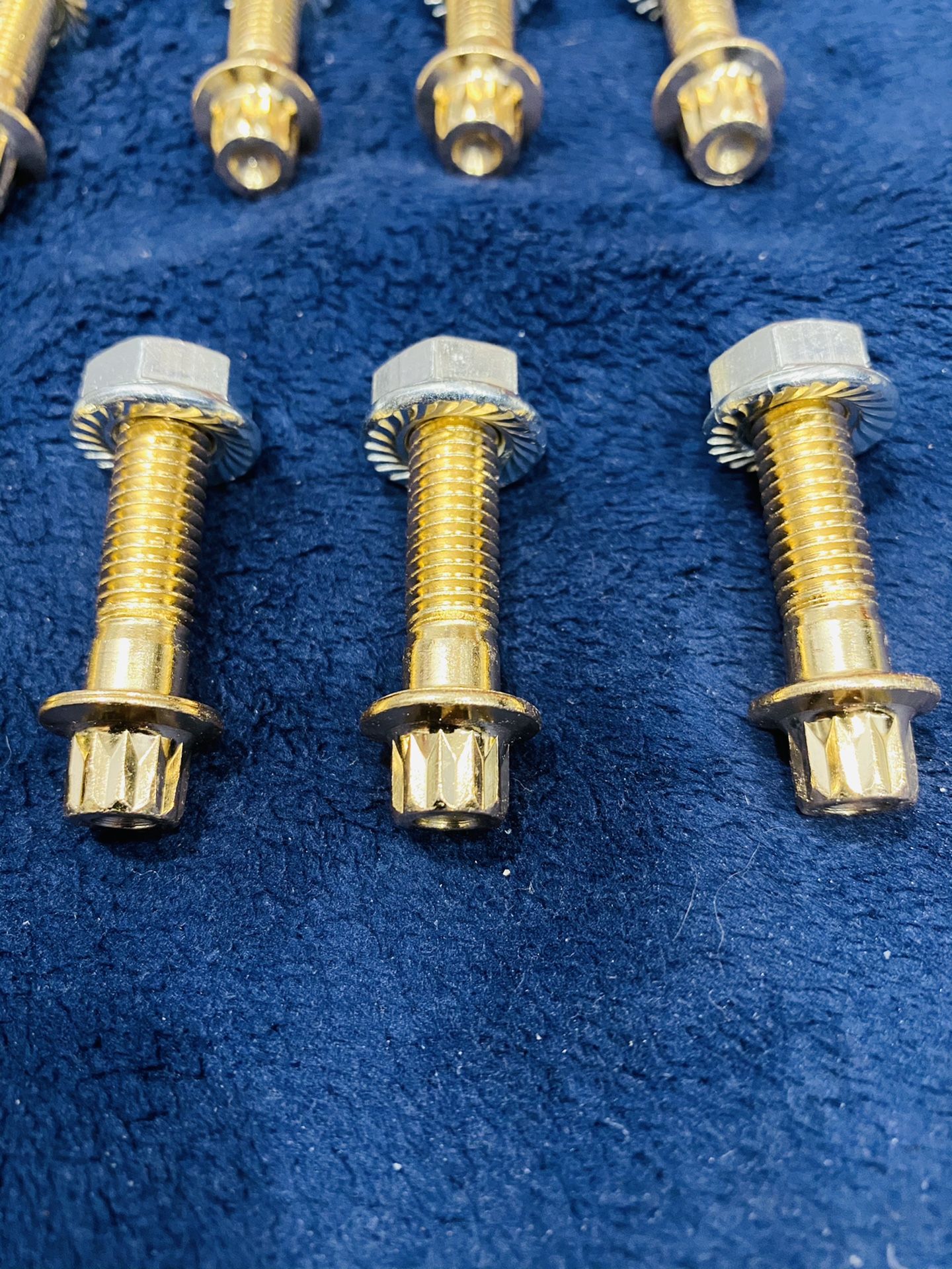 (40) 3 piece rim bolts 12point 8mx1.25 32mm gold black or chrome includes the nuts