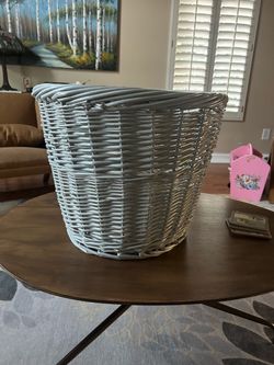 Gray Wicker Storage Basket