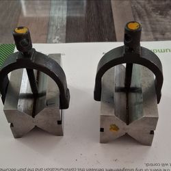 Machinist V-Blocks with Clamps, Matched Pair