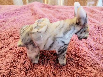 Marble Stone Mule Donkey Carved Figurine Pencil Pen Holder Black Gray